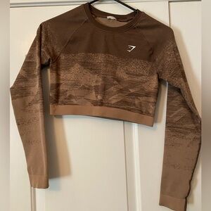 Gymshark Seamless Cropped Long sleeve shirt in coffee